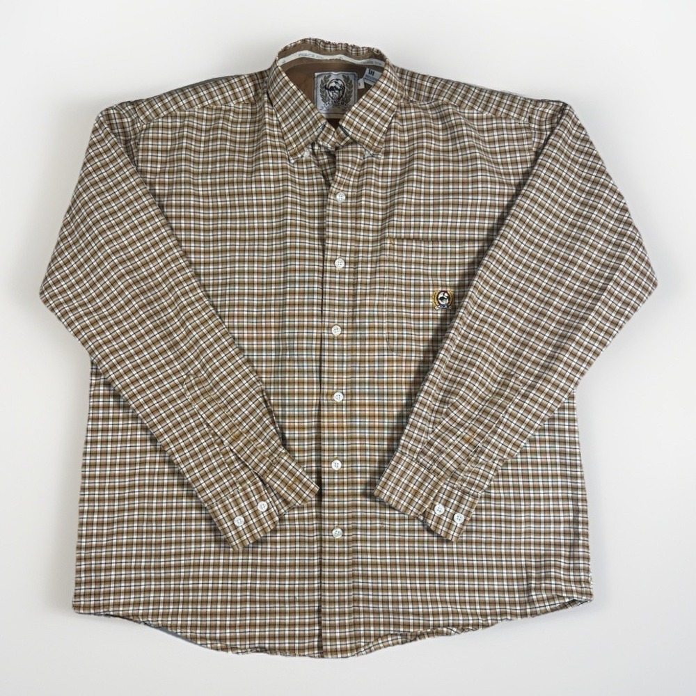 Cinch Men's Plaid Button Down Shirt – 100% Cotton – Long Sleeve – Size S
